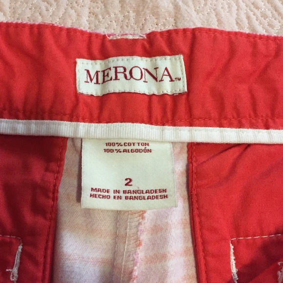 Merona Pink, White, & Orange Arrow Striped Shorts - Picture 2 of 5